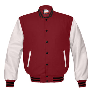 Superb Genuine White Leather Sleeve Letterman College Varsity Kid Wool Jackets #WSL-BSTR-BB