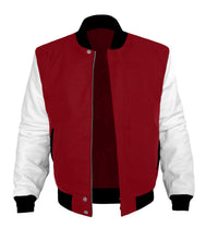 Load image into Gallery viewer, Original American Varsity White Leather Sleeve Letterman College Baseball Women Wool Jackets #WSL-BBand-BZ