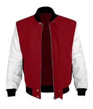 Load image into Gallery viewer, Original American Varsity White Leather Sleeve Letterman College Baseball Women Wool Jackets #WSL-BBand-BZ