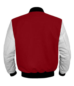 Original American Varsity White Leather Sleeve Letterman College Baseball Men Wool Jackets #WSL-BBand-BZ