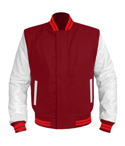 Original American Varsity White Leather Sleeve Letterman College Baseball Men Wool Jackets #WSL-RSTR-BZ