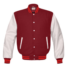 Load image into Gallery viewer, Superb Genuine White Leather Sleeve Letterman College Varsity Women Wool Jackets #WSL-RSTR-WB