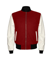 Load image into Gallery viewer, Original American Varsity Real White Leather Letterman College Baseball Kid Wool Jackets #WSL-ZIP-BBand