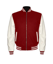 Load image into Gallery viewer, Original American Varsity Real White Leather Letterman College Baseball Women Wool Jackets #WSL-WSTR-ZIP