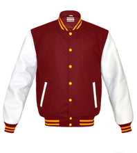 Load image into Gallery viewer, Superb Genuine White Leather Sleeve Letterman College Varsity Women Wool Jackets #WSL-YSTR-YB