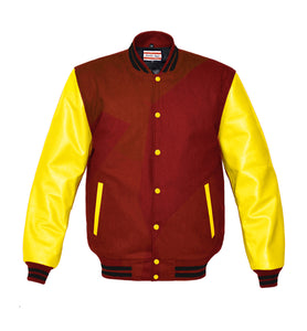 Superb Genuine Yellow Leather Sleeve Letterman College Varsity Kid Wool Jackets #YSL-BSTR-YB