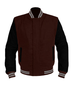 Original American Varsity Black Leather Sleeve Letterman College Baseball Kid Wool Jackets #BSL-GYSTR-BZ
