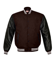 Load image into Gallery viewer, Superb Genuine Black Leather Sleeve Letterman College Varsity Women Wool Jackets #BSL-WSTR-BB
