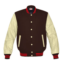 Load image into Gallery viewer, Superb Genuine Cream Leather Sleeve Letterman College Varsity Women Wool Jackets #CRSL-RSTR-CB