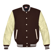 Load image into Gallery viewer, Superb Genuine Cream Leather Sleeve Letterman College Varsity Men Wool Jackets #CRSL-WSTR-CB