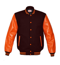 Load image into Gallery viewer, Superb Genuine Orange Leather Sleeve Letterman College Varsity Men Wool Jackets #ORSL-ORSTR-OB