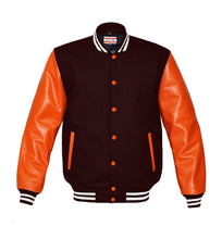 Load image into Gallery viewer, Superb Genuine Orange Leather Sleeve Letterman College Varsity Kid Wool Jackets #ORSL-WSTR-OB