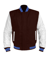 Load image into Gallery viewer, Original American Varsity White Leather Sleeve Letterman College Baseball Kid Wool Jackets #WSL-BLSTR-BZ