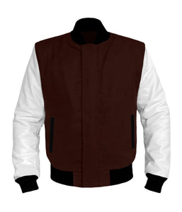 Original American Varsity White Leather Sleeve Letterman College Baseball Kid Wool Jackets #WSL-BBand-BZ