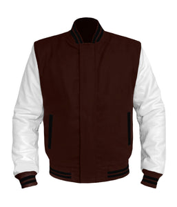 Original American Varsity White Leather Sleeve Letterman College Baseball Kid Wool Jackets #WSL-BSTR-BZ
