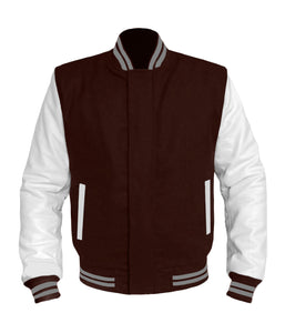 Original American Varsity White Leather Sleeve Letterman College Baseball Women Wool Jackets #WSL-GYSTR-BZ