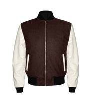 Load image into Gallery viewer, Original American Varsity Real White Leather Letterman College Baseball Kid Wool Jackets #WSL-ZIP-BBand