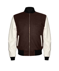 Original American Varsity Real White Leather Letterman College Baseball Kid Wool Jackets #WSL-ZIP-BBand