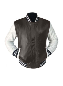 Genuine White Leather Original American Varsity Letterman College Baseball Women Leather Jackets #WSL-WSTR-LE