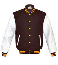 Load image into Gallery viewer, Superb Genuine White Leather Sleeve Letterman College Varsity Men Wool Jackets #WSL-YSTR-YB