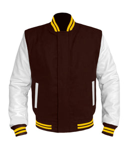 Original American Varsity White Leather Sleeve Letterman College Baseball Women Wool Jackets #WSL-YSTR-BZ