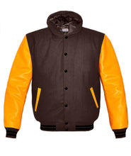 Load image into Gallery viewer, Superb Genuine Yellow Leather Sleeve Letterman College Varsity Kid Wool Jackets #YSL-BSTR-BB-H