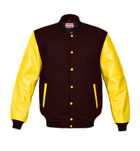 Load image into Gallery viewer, Superb Genuine Yellow Leather Sleeve Letterman College Varsity Men Wool Jackets #YSL-BSTR-YB