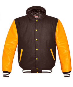 Superb Genuine Yellow Leather Sleeve Letterman College Varsity Men Wool Jackets #YSL-WSTR-YB-H