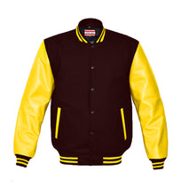 Load image into Gallery viewer, Superb Genuine Yellow Leather Sleeve Letterman College Varsity Men Wool Jackets #YSL-YSTR-BB