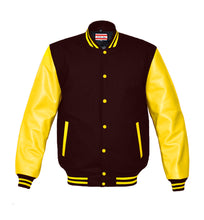 Load image into Gallery viewer, Superb Genuine Yellow Leather Sleeve Letterman College Varsity Kid Wool Jackets #YSL-YSTR-YB