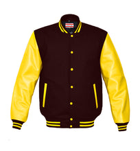 Load image into Gallery viewer, Superb Genuine Yellow Leather Sleeve Letterman College Varsity Men Wool Jackets #YSL-YSTR-YB
