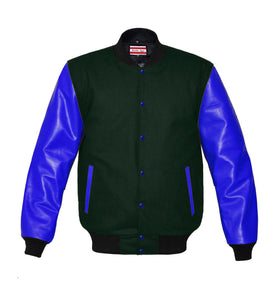 Original American Varsity Real Blue Leather Letterman College Baseball Men Wool Jackets #BLSL-BLB-BBand