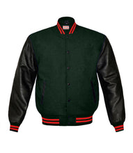 Load image into Gallery viewer, Superb Genuine Black Leather Sleeve Letterman College Varsity Men Wool Jackets #BSL-RSTR-BB