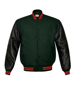 Superb Genuine Black Leather Sleeve Letterman College Varsity Kid Wool Jackets #BSL-RSTR-BB