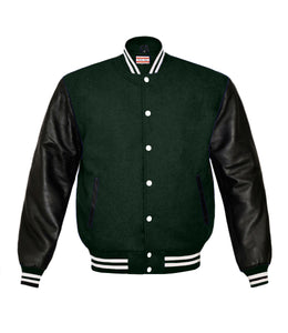 Superb Genuine Black Leather Sleeve Letterman College Varsity Kid Wool Jackets #BSL-WSTR-WB