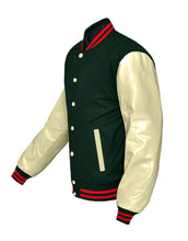 Load image into Gallery viewer, Superb Genuine Cream Leather Sleeve Letterman College Varsity Men Wool Jackets #CRSL-RSTR-CB