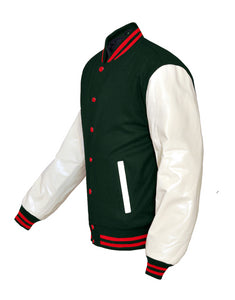 Superb Genuine Cream Leather Sleeve Letterman College Varsity Women Wool Jackets #CRSL-RSTR-RB