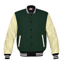 Load image into Gallery viewer, Original American Varsity Real Cream Leather Letterman College Baseball Kid Wool Jackets #CRSL-WSTR-BB-BBAND