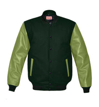 Load image into Gallery viewer, Original American Varsity Green Leather Sleeve Letterman College Baseball Women Wool Jackets #GRSL-BSTR-BB