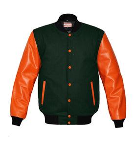 Original American Varsity Real Orange Leather Letterman College Baseball Kid Wool Jackets #ORSL-BSTR-OB-Bband