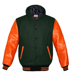 Superb Orange Leather Sleeve Original American Varsity Letterman College Baseball Men Wool Jackets #ORSL-ORSTR-BB-H-BBand