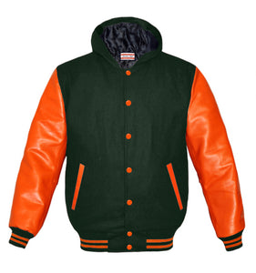 Superb Genuine Orange Leather Sleeve Letterman College Varsity Kid Wool Jackets #ORSL-ORSTR-ORB-H