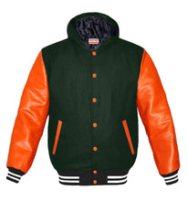 Load image into Gallery viewer, Superb Orange Leather Sleeve Original American Varsity Letterman College Baseball Women Wool Hoodie Jackets #ORSL-WSTR-OB-H-BBand