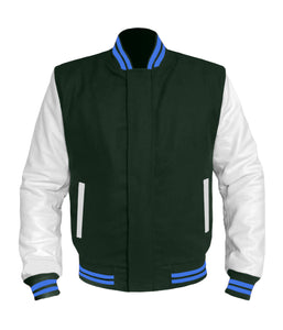 Original American Varsity White Leather Sleeve Letterman College Baseball Kid Wool Jackets #WSL-BLSTR-BZ