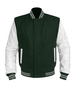 Original American Varsity White Leather Sleeve Letterman College Baseball Women Wool Jackets #WSL-GYSTR-BZ