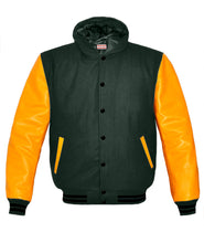 Load image into Gallery viewer, Superb Genuine Yellow Leather Sleeve Letterman College Varsity Men Wool Jackets #YSL-BSTR-BB-H