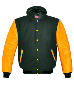 Superb Genuine Yellow Leather Sleeve Letterman College Varsity Kid Wool Jackets #YSL-BSTR-YB-H