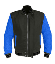 Load image into Gallery viewer, Original American Varsity Blue Leather Sleeve Letterman College Baseball Kid Wool Jackets #BLSL-BSTR-BZ