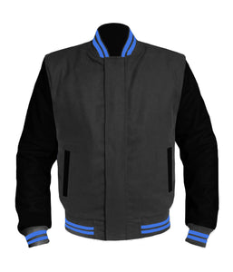 Original American Varsity Black Leather Sleeve Letterman College Baseball Women Wool Jackets #BSL-BLSTR-BZ