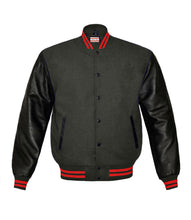 Load image into Gallery viewer, Superb Genuine Black Leather Sleeve Letterman College Varsity Men Wool Jackets #BSL-RSTR-BB